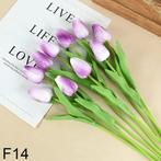 Tulpen fuchsia wit purple real touch foam 33 cm bundel ca., Huis en Inrichting, Woonaccessoires | Kunstplanten en Kunstbloemen