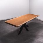 Boomstamtafel, Eettafel 200x105 massief hardhout, metaalpoot, Huis en Inrichting, Tafels | Eettafels, Overige houtsoorten, Robuust Modern