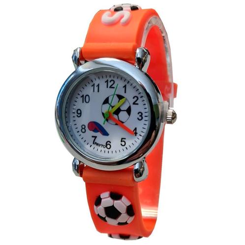 Fako® - Kinderhorloge - 3D - Voetbal - Oranje, Handtassen en Accessoires, Horloges | Kinderen, Verzenden