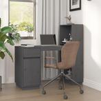 vidaXL Bureau 110x53x117 cm massief grenenhout grijs, Huis en Inrichting, Bureaus, Verzenden, Nieuw