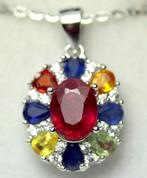 Robijn en saffier - Hanger met ketting - Geen, Handtassen en Accessoires, Antieke sieraden