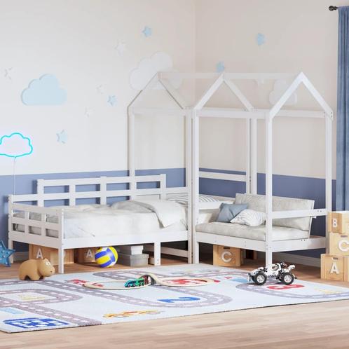 vidaXL Kinderbed met huisje en bankje massief grenenhout wit, Maison & Meubles, Chambre à coucher | Lits, Envoi