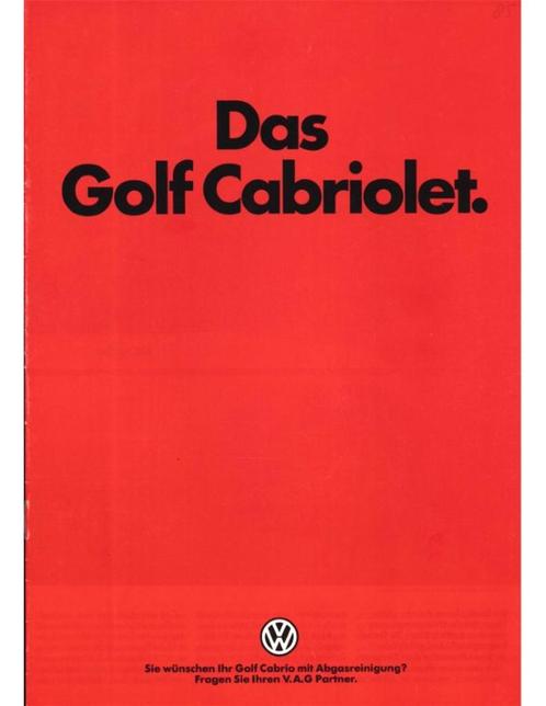 1985 VOLKSWAGEN GOLF CABRIOLET BROCHURE DUITS, Livres, Autos | Brochures & Magazines, Enlèvement ou Envoi