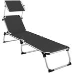 tectake Ligbed Aurelie van aluminium, 6 standen - zwart, Tuin en Terras, Verzenden, Nieuw