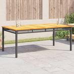 vidaXL Table de jardin noir 180x90x75 cm résine tressée, Verzenden