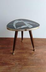 Bijzettafel - Glas, Hout, Messing - DDR / GDR bloemkruk