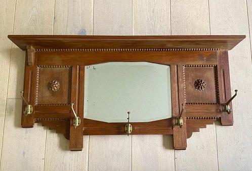 Porte-manteau - Chêne - Hangkapstok facet spiegel, Antiek en Kunst, Curiosa en Brocante