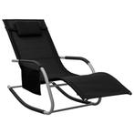vidaXL Chaise longue textilène noir et gris, Jardin & Terrasse, Neuf, Verzenden