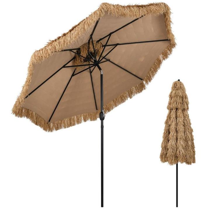2dekans | Coast 299 cm Rieten Tiki Parasol Hawaii Dubbeldeks, Tuin en Terras, Parasols, Ophalen of Verzenden