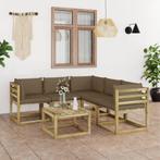 vidaXL Salon de jardin 6 pcs avec coussins taupe