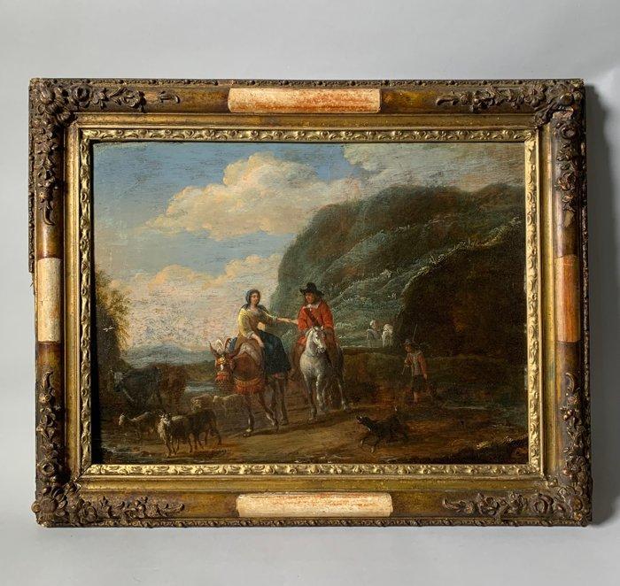 Atelier de Pieter Snyers (1681-1752) - Promenade galante sur, Antiquités & Art, Art | Peinture | Classique