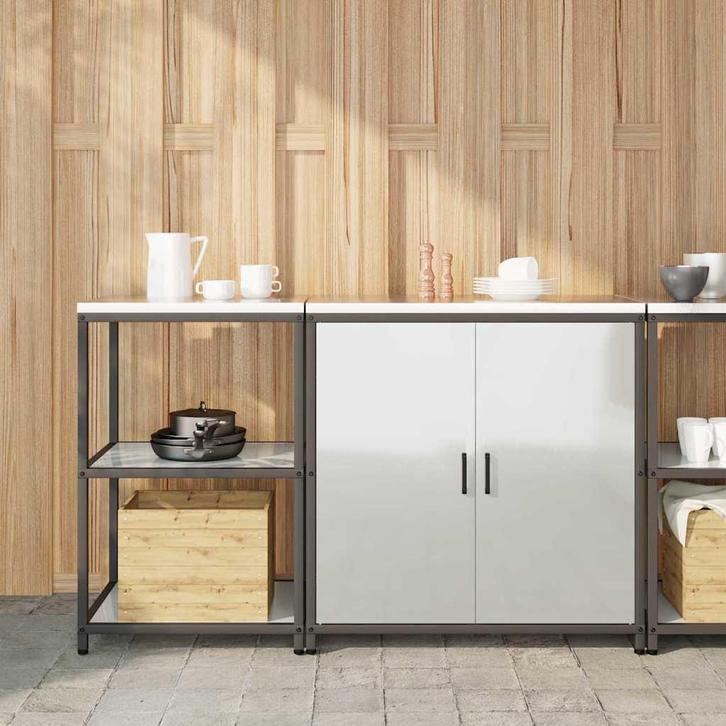 vidaXL Keukenopbergsysteem met plank 2 pcs Zilver 150 x 50 x, Huis en Inrichting, Kasten | Overige, Nieuw, Verzenden