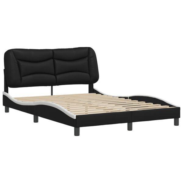 Bedframe Zwart/Wit 140x200 | Retour Deal | 46% Korting!, Huis en Inrichting, Slaapkamer | Bedden, 140 cm, 200 cm, Zwart, Nieuw