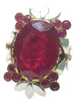 Zonder minimumprijs - Ring - 9 kt. Zilver, Geel goud Robijn, Handtassen en Accessoires, Ringen, Nieuw