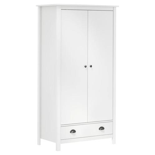 vidaXL Garde-robe à 2 portes Hill Blanc 89x50x170cm Bois, Maison & Meubles, Armoires | Penderies & Garde-robes, Neuf, Envoi