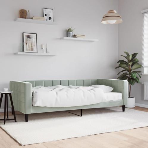 vidaXL Slaapbank met matras 90x200 cm fluweel lichtgrijs, Huis en Inrichting, Slaapkamer | Bedden, Nieuw, Verzenden