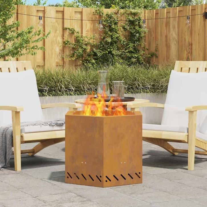 vidaXL Rookloze Vuurschaal Bruin 58 x 58 x 51 cm Staal, Huis en Inrichting, Haarden, Nieuw, Verzenden