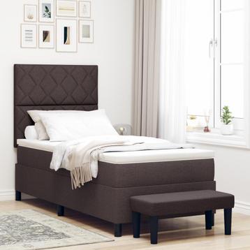 vidaXL Boxspringbed met Matras & Bench Donkerbruin 100x200, Verzenden