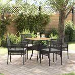 vidaXL Tuin Eettafel Set 5 pcs Zwart poly rattan, Tuin en Terras, Verzenden, Nieuw
