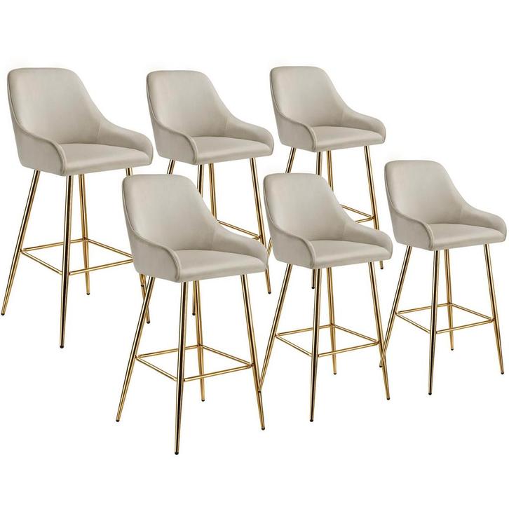 tectake Barkruk Avane met rugleuning, gestoffeerd, fluweelop, Huis en Inrichting, Barkrukken, Verzenden