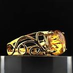 Luxe Baltische Amber Ring – Cognac Fossiele Steen in