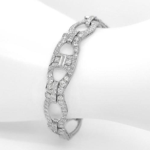 Bracelet - 18 carats Or blanc -  5.88ct. tw. Diamant, Handtassen en Accessoires, Antieke sieraden