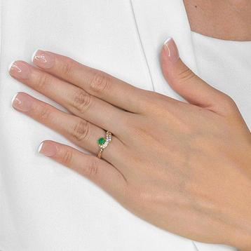 Ring - 18 karaat Geel goud - 0.34ct. tw. Smaragd - Diamant
