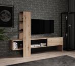 TV-Meubel Oxford - Eiken - Zwart - 185x33x138 - TV kast, Huis en Inrichting, Overige materialen, Verzenden, 150 tot 200 cm, Nieuw