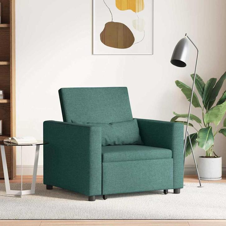 vidaXL Enkel Slaapbank met wielen Donkergroen 90 x 165 x 87, Huis en Inrichting, Fauteuils, Nieuw, Verzenden