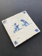 Tegel - Antieke Delfts blauwe tegel met kegelen