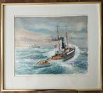 Ad M. Oudes (XX) - Sleepboot op zee, Antiek en Kunst