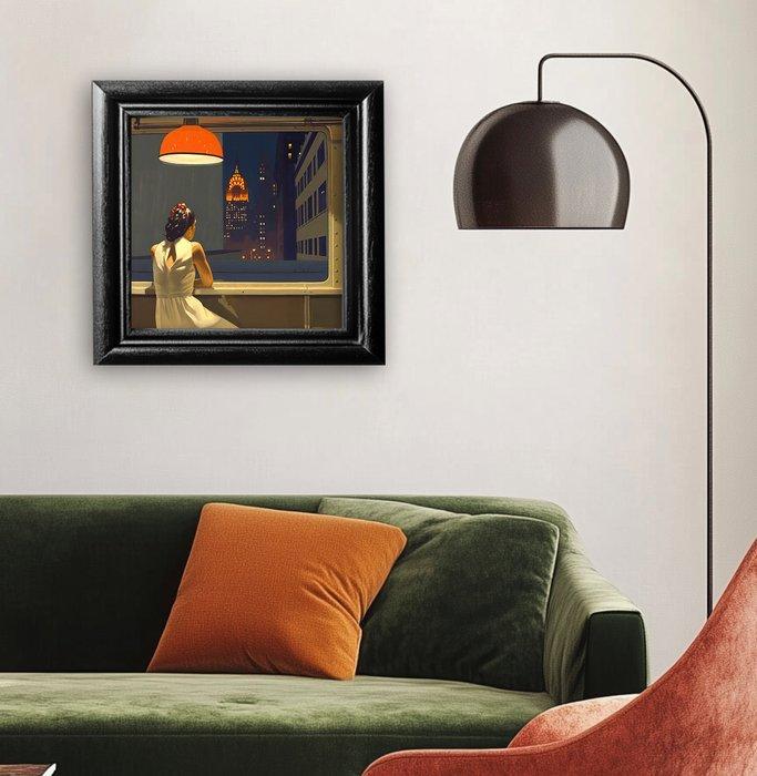 Le Yack (1972) - Night Window - Hand signed, Antiek en Kunst, Kunst | Schilderijen | Modern