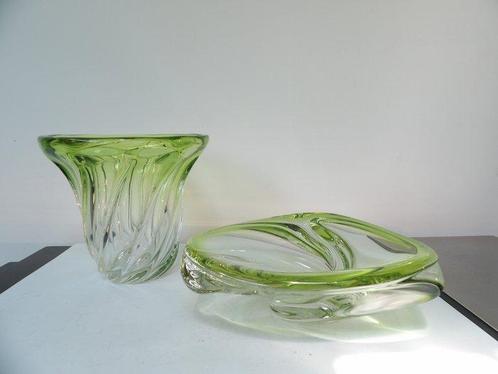 Val Saint Lambert - René Delvenne - Vase (2) - Cristal, Antiek en Kunst, Antiek | Glaswerk en Kristal