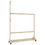 vidaXL Kledingrek met haken en wielen 100x35x157 cm bamboe, Huis en Inrichting, Kasten | Kleerkasten, Verzenden, Nieuw