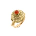 Vintage bicolor gouden ring met carneool, Handtassen en Accessoires, Ringen, 18 tot 19, Gebruikt, Overige kleuren, Ophalen of Verzenden