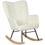Schommelstoel - Ergonomisch design - Houten onderstel - Wit, Wit, Nieuw, Ophalen of Verzenden, Modern