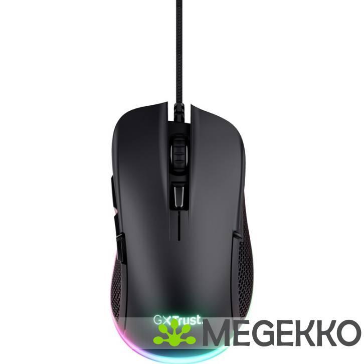 Trust GXT 922 YBAR RGB Zwarte Gaming Muis, Computers en Software, Overige Computers en Software, Nieuw, Verzenden