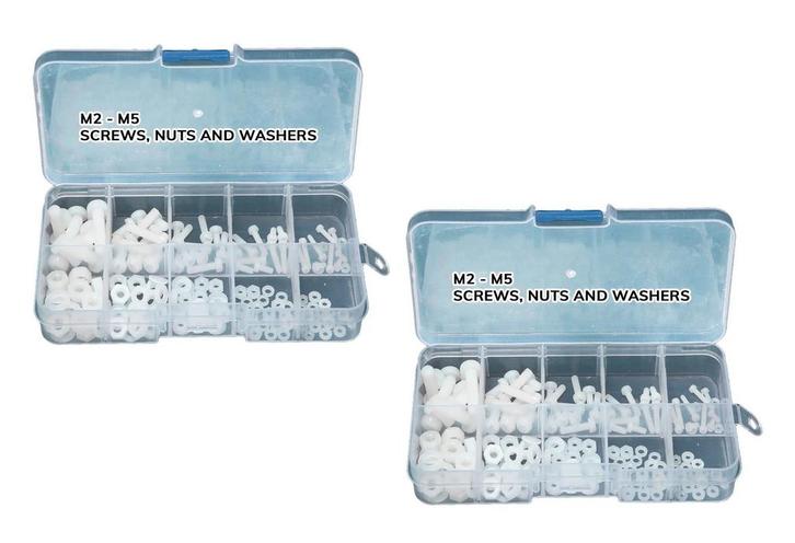 Set van 300 kunststof bouten, moeren en ringen (wit), Doe-het-zelf en Bouw, Gereedschap | Overige machines, Nieuw, Verzenden
