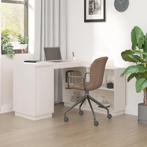 vidaXL Bureau 110x50x75 cm massief grenenhout wit, Huis en Inrichting, Bureaus, Nieuw, Verzenden