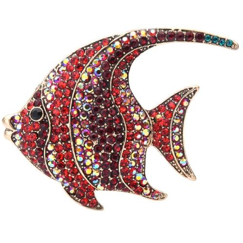 Fako Bijoux® - Broche - Maanvis - 57x46mm - Rood, Handtassen en Accessoires, Broches, Verzenden