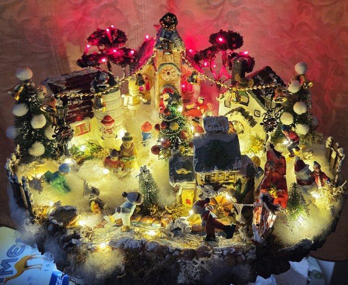 Kerstdecoratie - Volledig ingericht kerstdorp tafereel met, Diversen, Kerst