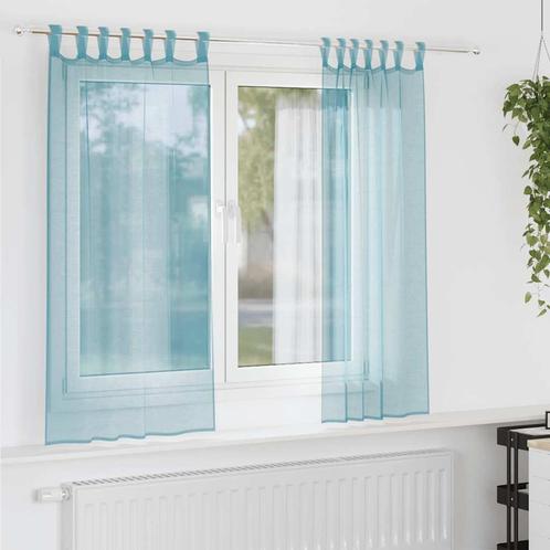 vidaXL Gordijnen Voile met lussen 2 st 140x140 cm turkoois, Huis en Inrichting, Stoffering | Gordijnen en Lamellen, Nieuw, Verzenden