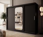 Kledingkast 250cm zwart Schuifdeuren met spiegel, Verzenden, Nieuw