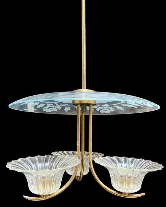 Kroonluchter - art deco’ geslepen glas, Antiek en Kunst, Antiek | Verlichting