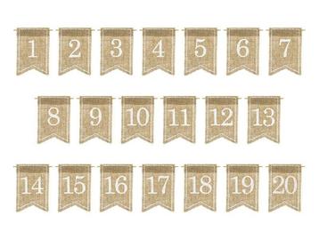 Tafelnummers Jute 10,5cm 20st, Verzenden