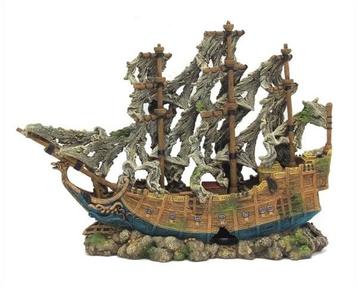 Zeilschip, scheepswrak / Aquariumdecoratie As-0017, Verzenden