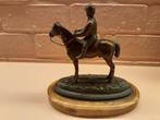 Beeld, Ruiter en paard - 18 cm - Gepatineerd brons