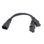 Single C14 To Dual C13 Y-Splitter Power Cord Adapter 1.5mm2