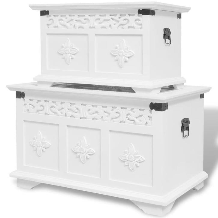 Opbergkisten Set Wit | 2 stuks | OP=OP! | Top Deal, Huis en Inrichting, Woonaccessoires | Kisten, 50 tot 100 cm, Nieuw, Grenenhout