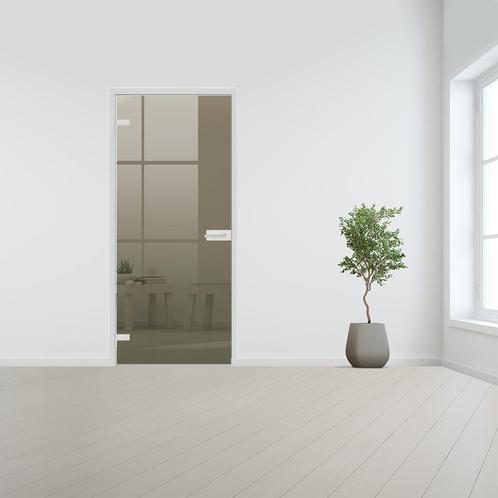 Glazen binnendeur voor opdek kozijn aluminium beslag-Linksdr, Bricolage & Construction, Fenêtres & Moustiquaires, Envoi